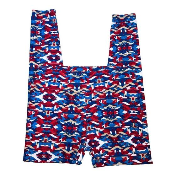 Lularoe Red White Blue Tall & Curvy Leggings - Picture 2 of 4